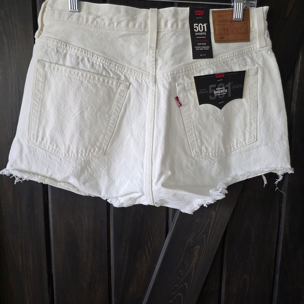 Levi's 501 High-rise White Denim Shorts
